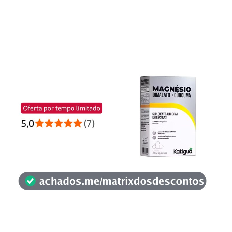 Katiguá, Magnésio Dimalato + Cúrcuma, Sem sabor, 60 Cápsulas rígidas • 30 doses, Branco