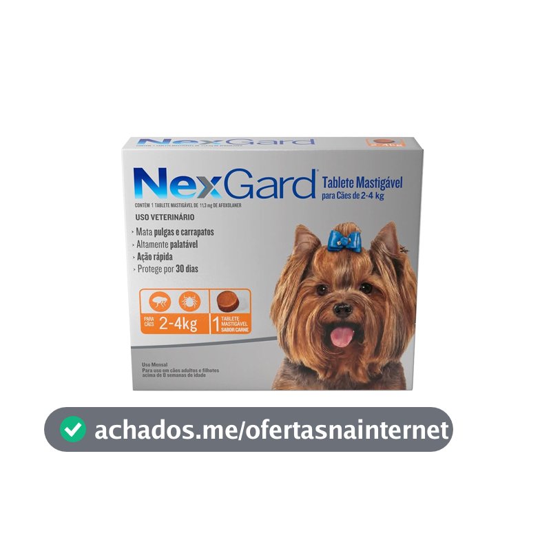 NexGard Antipulgas e Carrapatos para Cães de 2 a 4kg - 1 tablete
