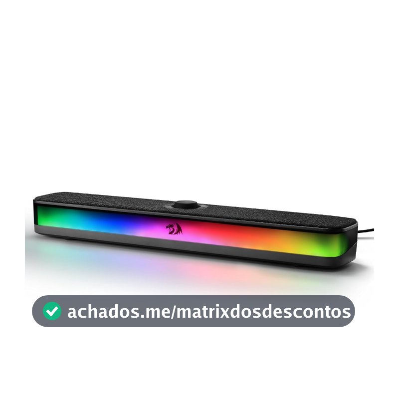 Soundbar Gamer Redragon Neo RGB Preto USB Tipo-C Falantes Duplos 2x5W RMS com Roda de Volume Revestimento em Tecido GS515