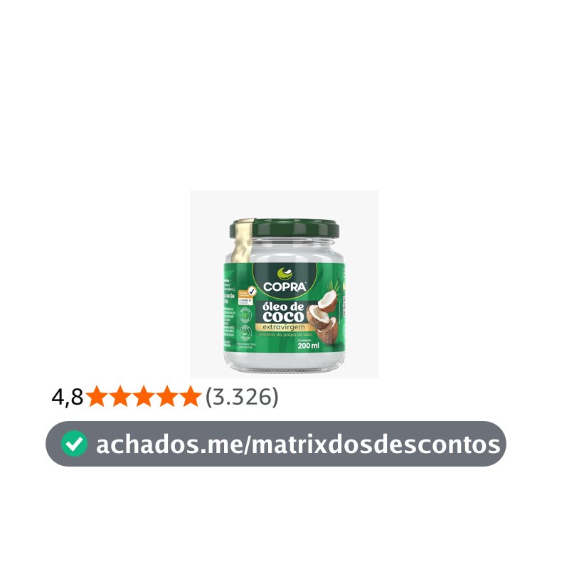 Óleo de Coco Extra Virgem 200Ml, Copra, Copra