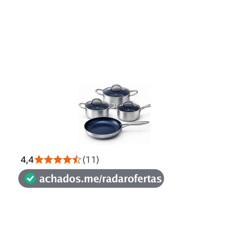 Conjunto de Panelas Antiaderente com Revestimento Cerâmico, Cabo Bifurcado Ergonômico