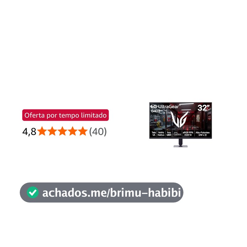 Monitor LG UltraGear - Tela VA FHD 32”, 144Hz nativo, 1ms (MBR), AMD FreeSync, HDR10, sRGB 99%, Preto - 32G403B