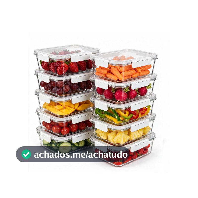 Oikos - Kit 10 Potes de Marmita 370ml Vidro Herméticos com Trava