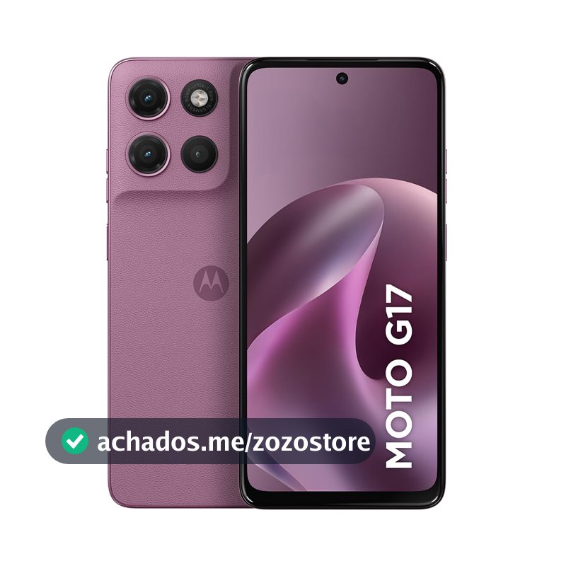 Smartphone Motorola Moto G17 4G - 128GB 4GB RAM + 8GB RAM Boost camera 50MP Sony Lytia 600, tela FHD+ 60hz, bateria 5200 mAh - Rosa