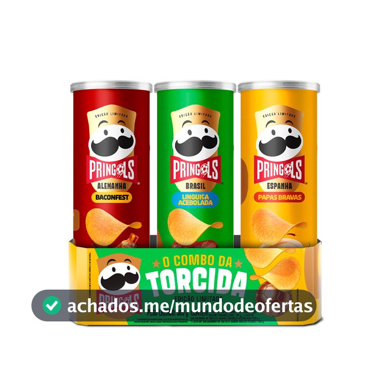 Salgadinho Batata Frita Pringles Tripack Especial Festa do Futebol