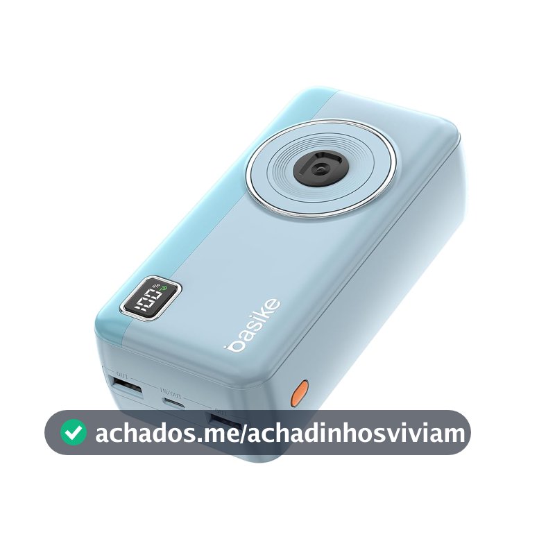 Power Bank 30000mAh, Basike Carregador Portátil com Cabo (Azul)