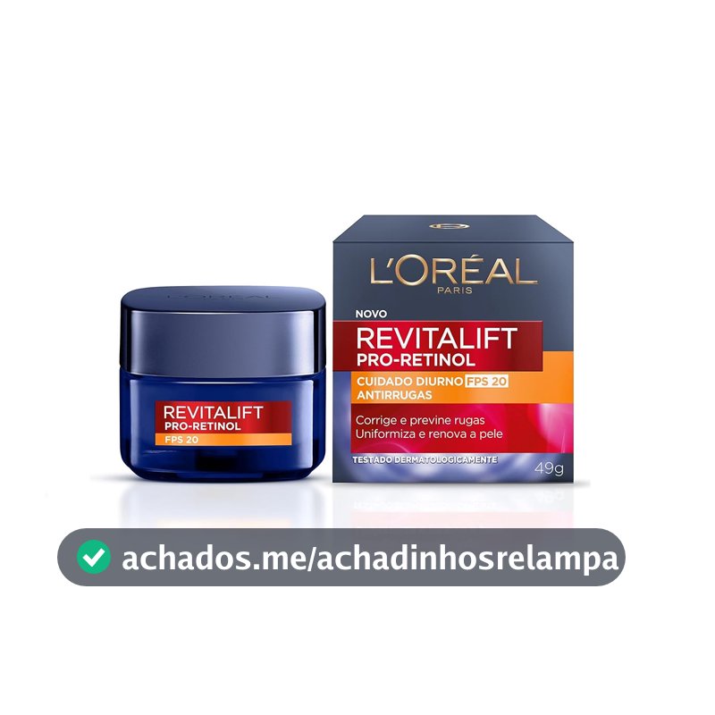 L'Oréal Paris Creme Facial Antirrugas Revitalift Pro Retinol Cuidado Diurno FPS20, 49g