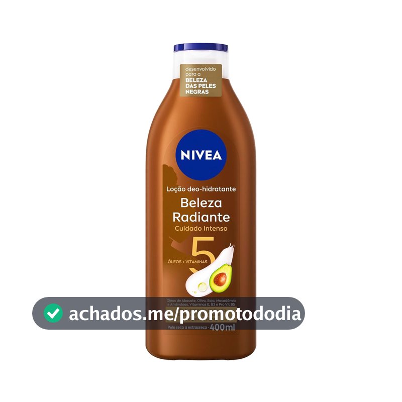 NIVEA Hidratante Desodorante Beleza Radiante Cuidado Intenso 400ml - Desenvolvido especialmente para a beleza da pele negra, ajuda na reparação das áreas ressecadas