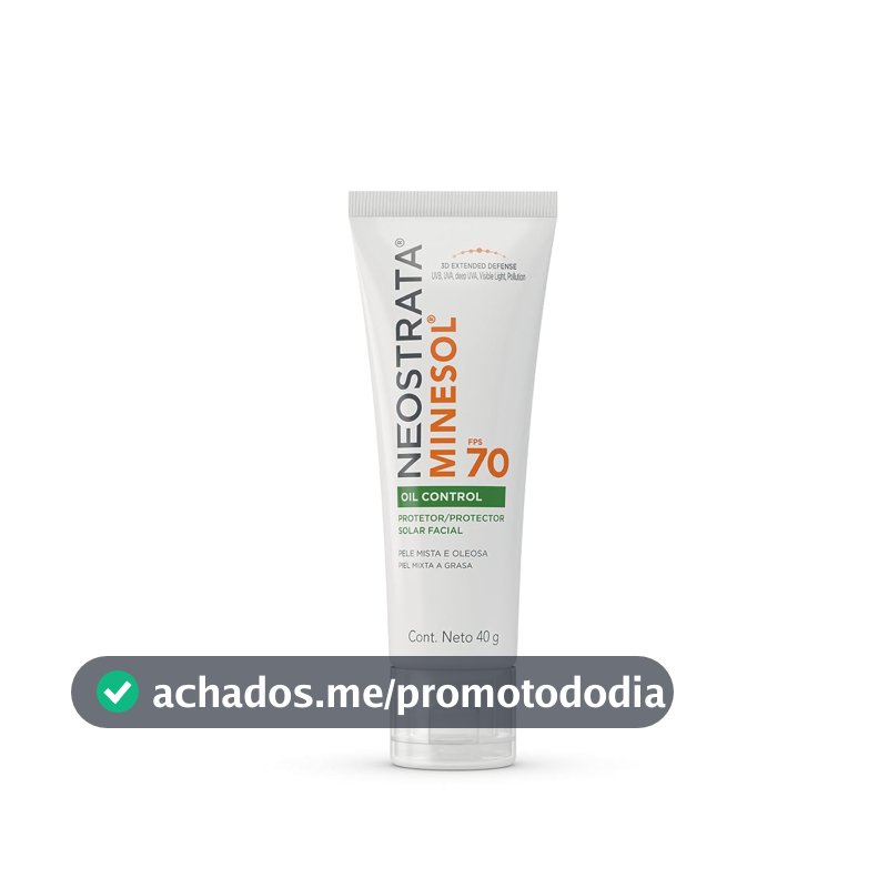 Protetor Solar Facial Minesol Oil Control, Sem Cor, FPS 70, 40g