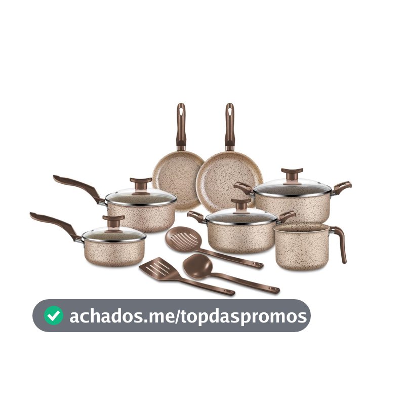 Jogo de Panelas 10 Peças Bianco Antiaderente com Tampa de Vidro