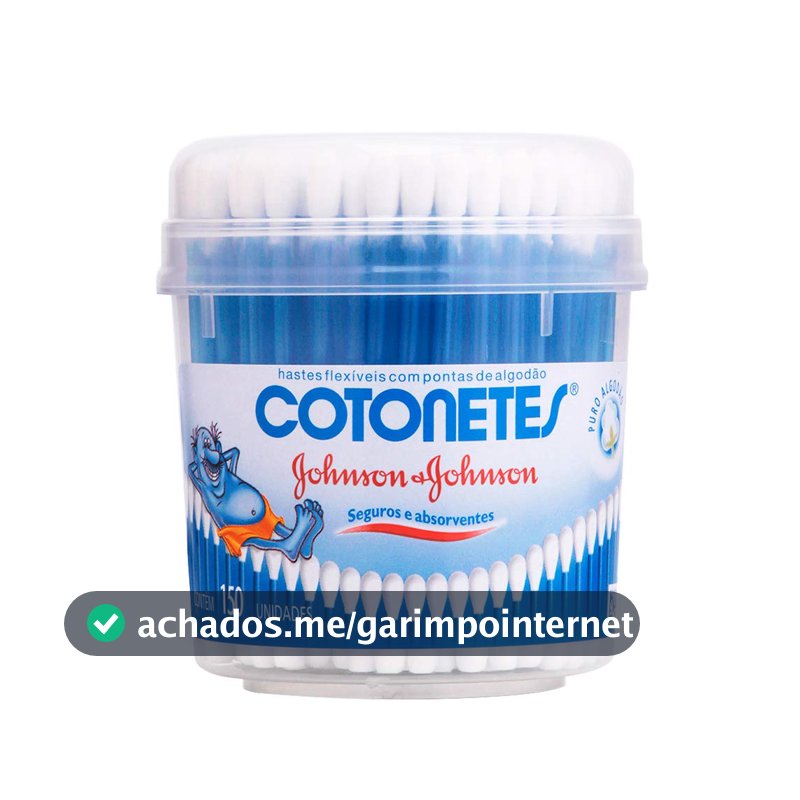 Cotonetes de Algodão com Hastes Flexíveis, Pote com 150 Unidades