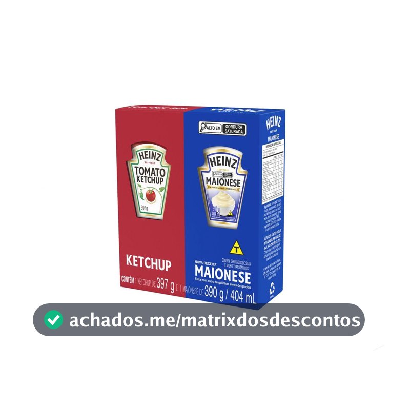 Heinz Pack Ketchup 397G + Maionese 390G
