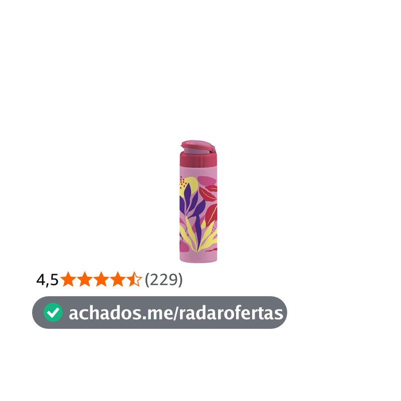 TIBA Garrafa Squeeze Roma Decorada Rosa 700 ml