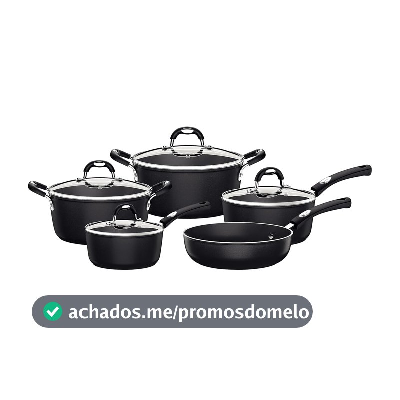 Jogo de Panelas de Alumínio com Revestimento Interno de Antiaderente 5 Peças Tramontina Mônaco Preto