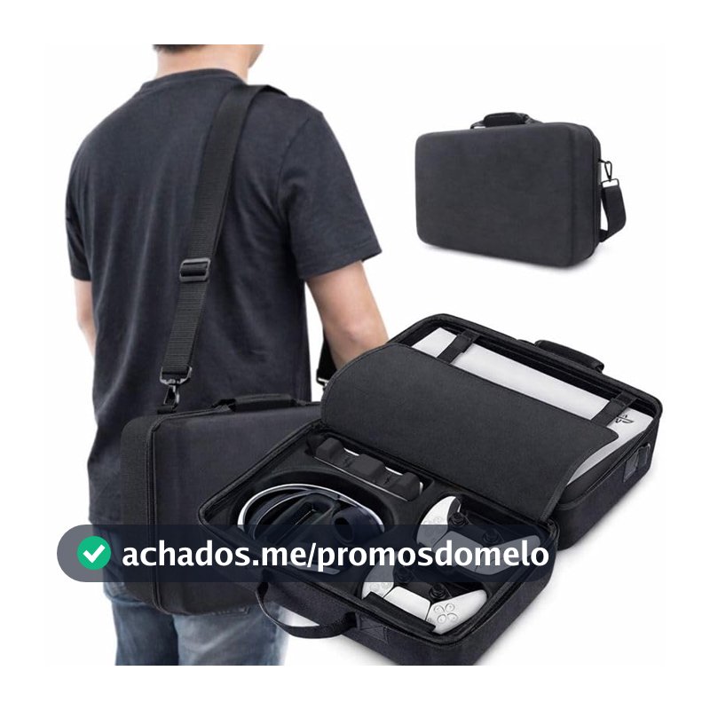 Case de Transporte Compatível com PS5 à Prova d’Água, Estojo Rígido com Alça de Mão e Ombro, Proteção Contra Impactos, Arranhões e Poeira, Ideal para Console e Acessórios