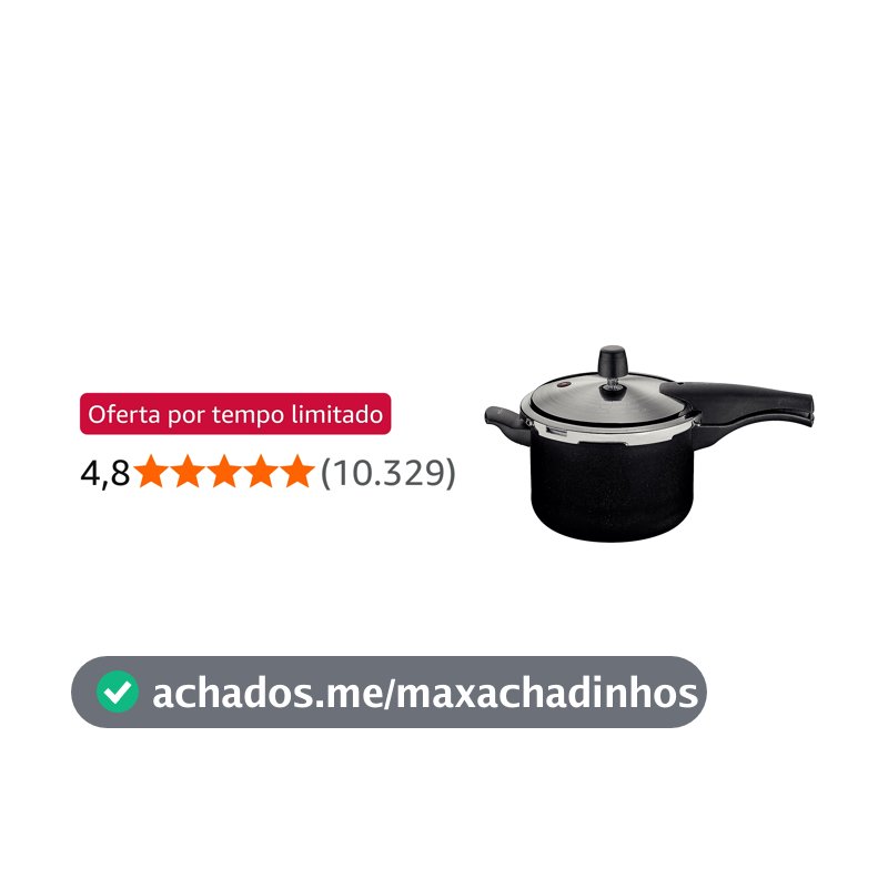 Panela de Pressão Tramontina Vancouver Effect em Alumínio com Revestimento Interno e Externo em Antiaderente Starflon Max Preto 20 cm 4,5 L