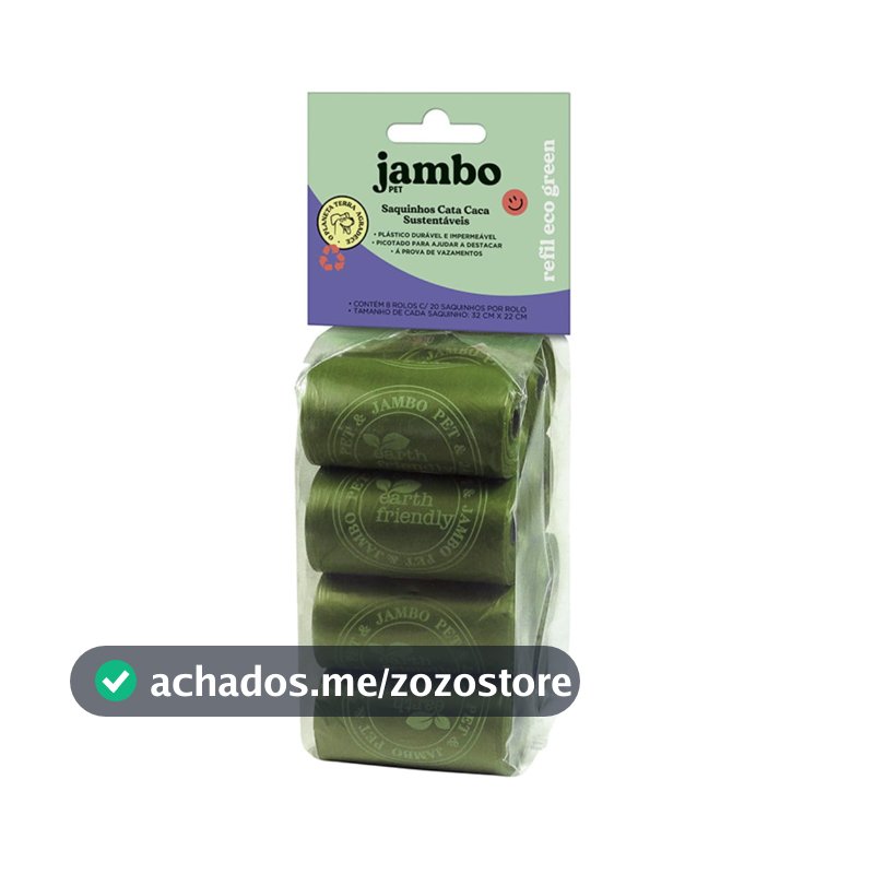 JAMBO PET, Kit Cata Caca Refil Saquinhos Higiênicos para Cães, Destaca Fácil, 8 Rolos, Plástico Durável e Impermeável, À Prova de Vazamentos, Diversas Cores