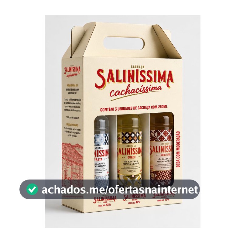 Saliníssima Kit 3 x 250 ml - Cachaça Prata, Bálsamo e Amburana