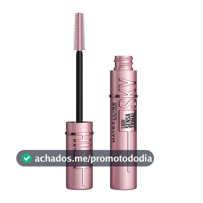 Maybelline NY Lash Sensational Sky High Máscara de Cílios Lavável, Escova Flexível, Alongamento Sem Limites com Extrato de Bambu e Fibras, Impacto de Todos os Ângulos, Preto 7,2ml