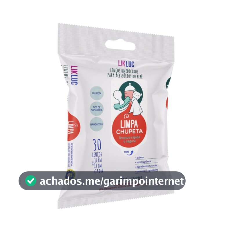 LIMPA CHUPETA lenços umedecidos higienizadores, Likluc, Branco, Tamanho único