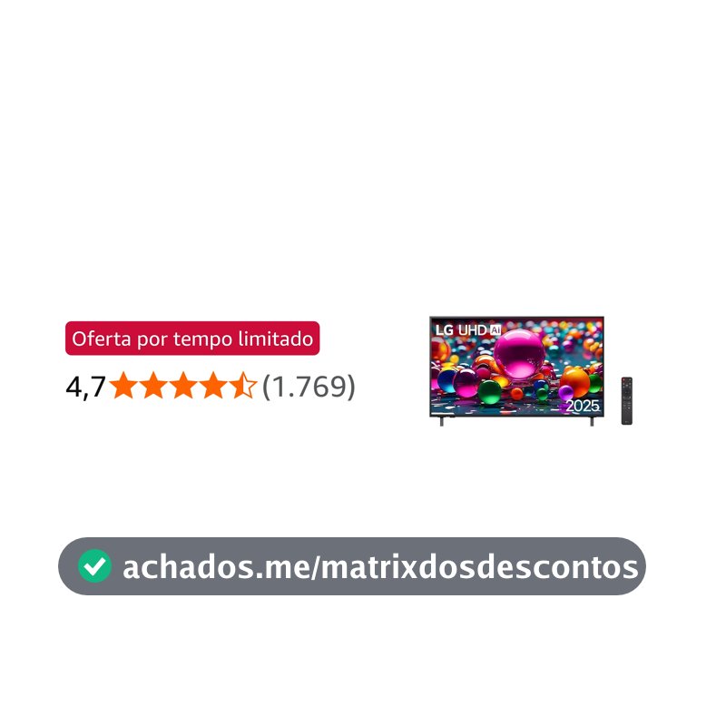 Smart TV 4K 50" LG UHD 50UA85 Processador α7 AI Ger8 4K Super Upscaling Google Cast Alexa Integrado Controle AI Smart Magic WebOS 25