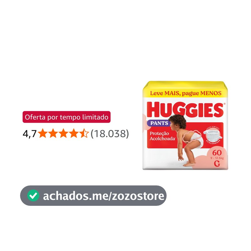 Fralda Pants Huggies Supreme Care, Tamanho G, 9-12,5 kg, 60 Unidades, Estilo Roupinha com Cintura Acolchoada