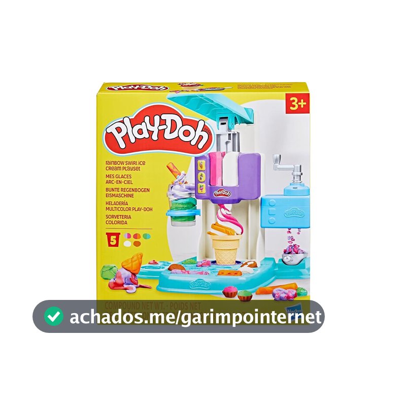 Play-Doh, Massinha de Modelar Infantil, Sorveteria Colorida - Conjunto de Brinquedo com Acessórios e 5 Potes - A partir de 3 Anos