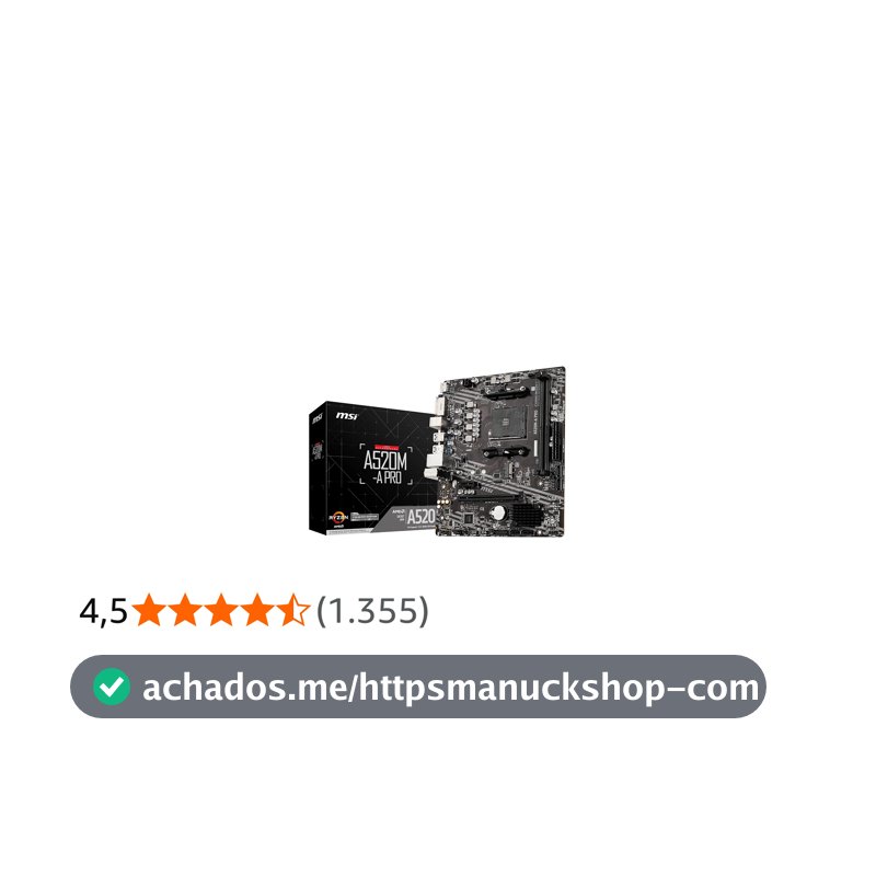 Placa Mãe MSI A520M-A PRO (AM4/2xDDR4/HDMI/DVI-D/M.2/USB 3.2)