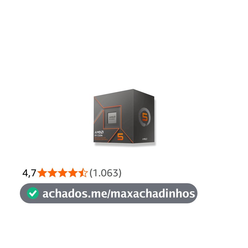 Processador AMD Ryzen 5 8500G Box (AM5/6 Cores/12 Threads/5.0GHz/22MB Cache/Wraith Stealth/AMD Radeon 740M)