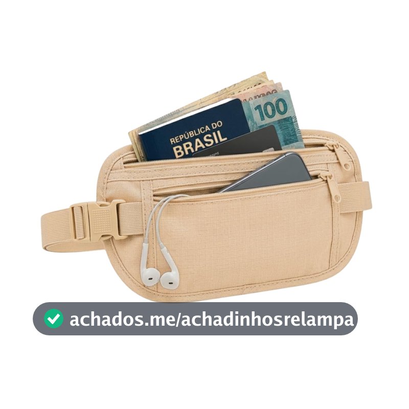 Doleira Porta Dólar Viagem Documento Passaporte pochete Porta dinheiro cinto elástico Anti Furto Viagem