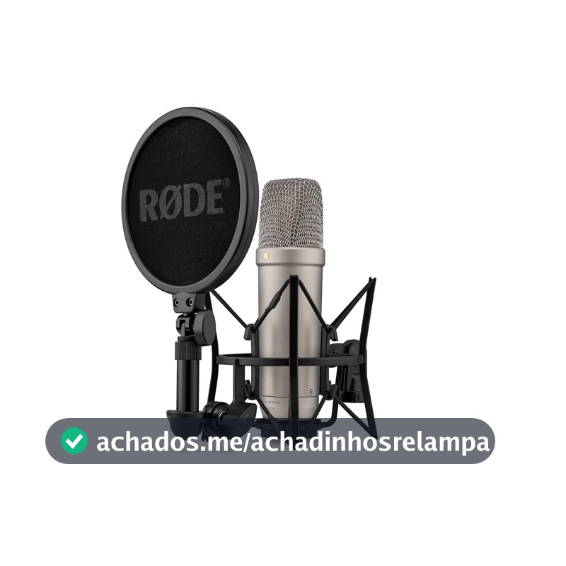 Rode Microfone condensador NT1 5ª geração com suporte de choque SM6 e filtro pop, prata