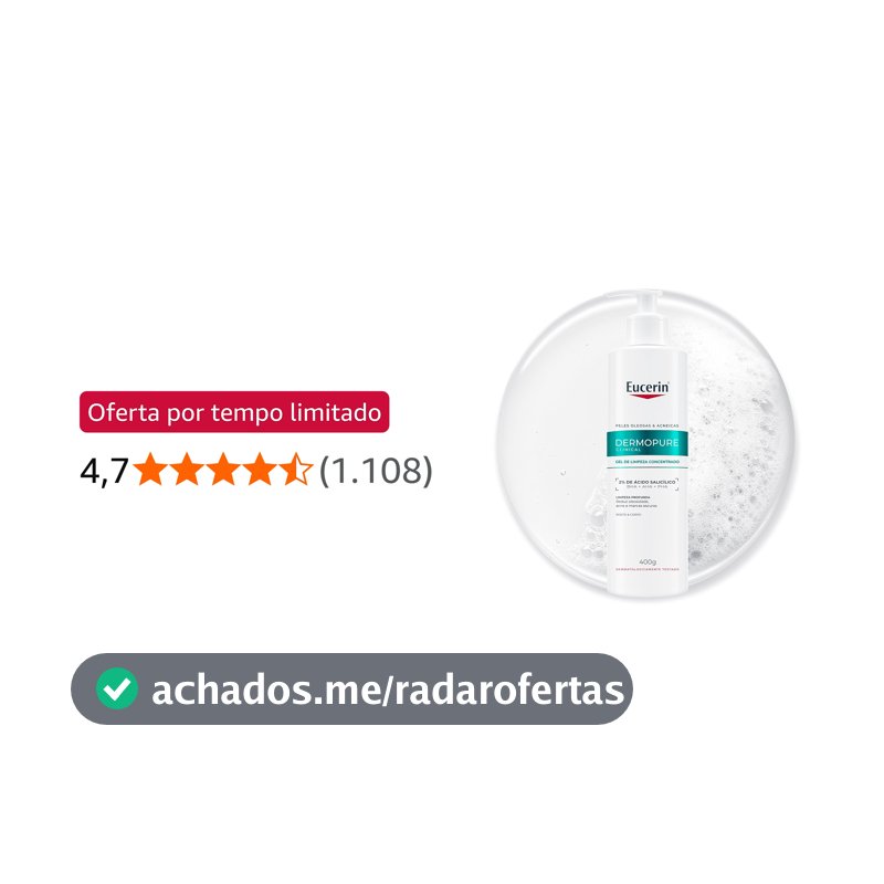EUCERIN Gel de Limpeza Facial AntiAcne DermoPure Clinical Concentrado 400ml, Peles Oleosas e Acneicas