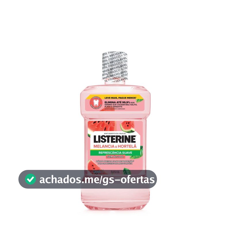 Enxaguante Bucal de Melancia e Hortelã Listerine, Antibacteriano, 1L