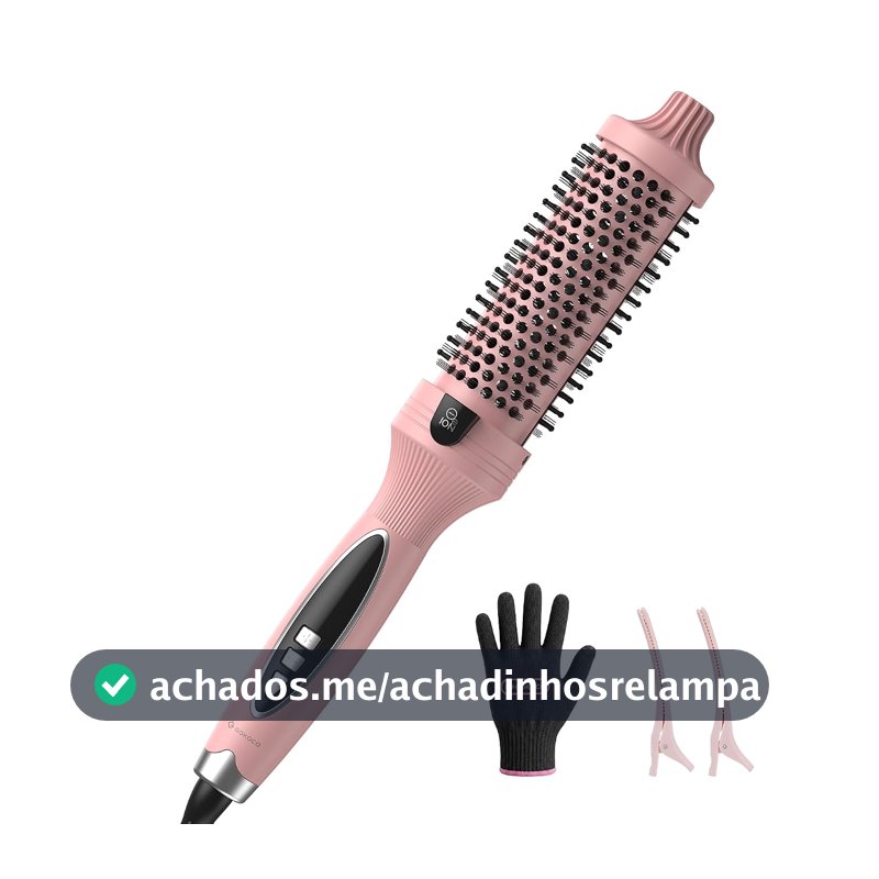 GOKOCO Escova Modeladora Térmica 38 mm com Íons Negativos,Bivolt GD037,9 Temperaturas,Aquecimento Rápido PTC,para Cachos,Ondas e Volume,Escova Styler,Rosa