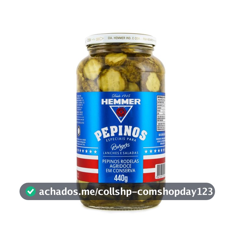 Pepinos em Conserva Agridoce Hemmer Vidro 440G