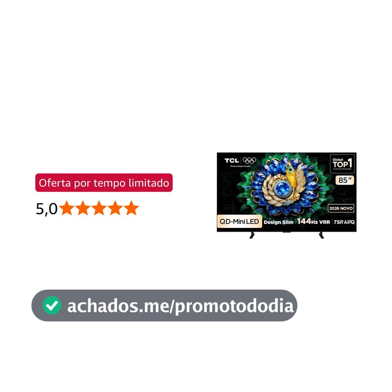Smart TV TCL 85 Polegadas QD-Mini LED 4K A400M WiFi Bluetooth Google TV HDR10+ 144 Hz VRR 85A400M