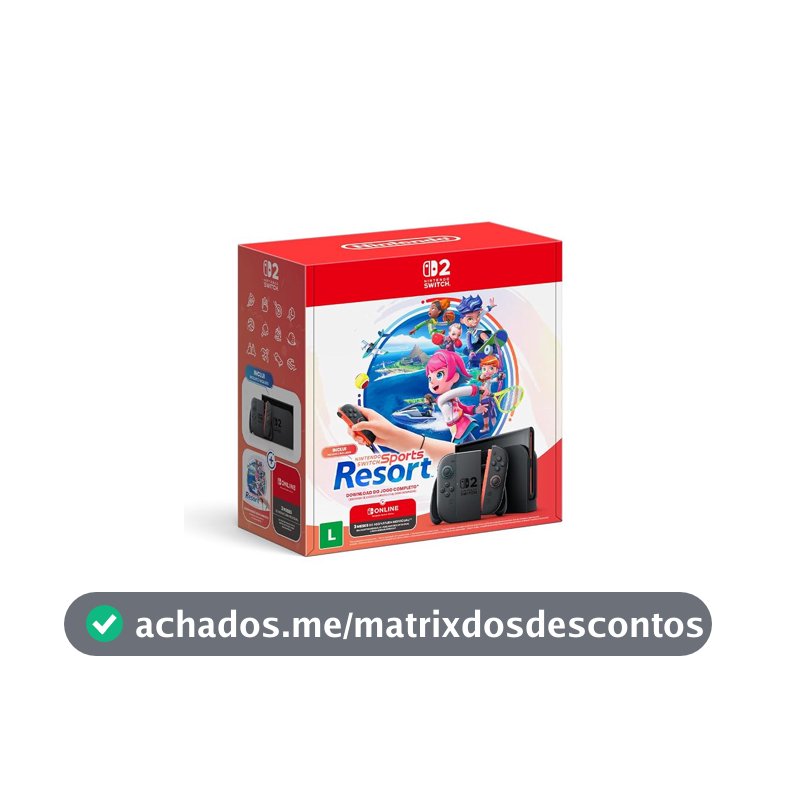 Bundle Nintendo Switch 2 + Nintendo Switch Sports Resort + 3 Meses de Assinatura Nintendo Switch Online