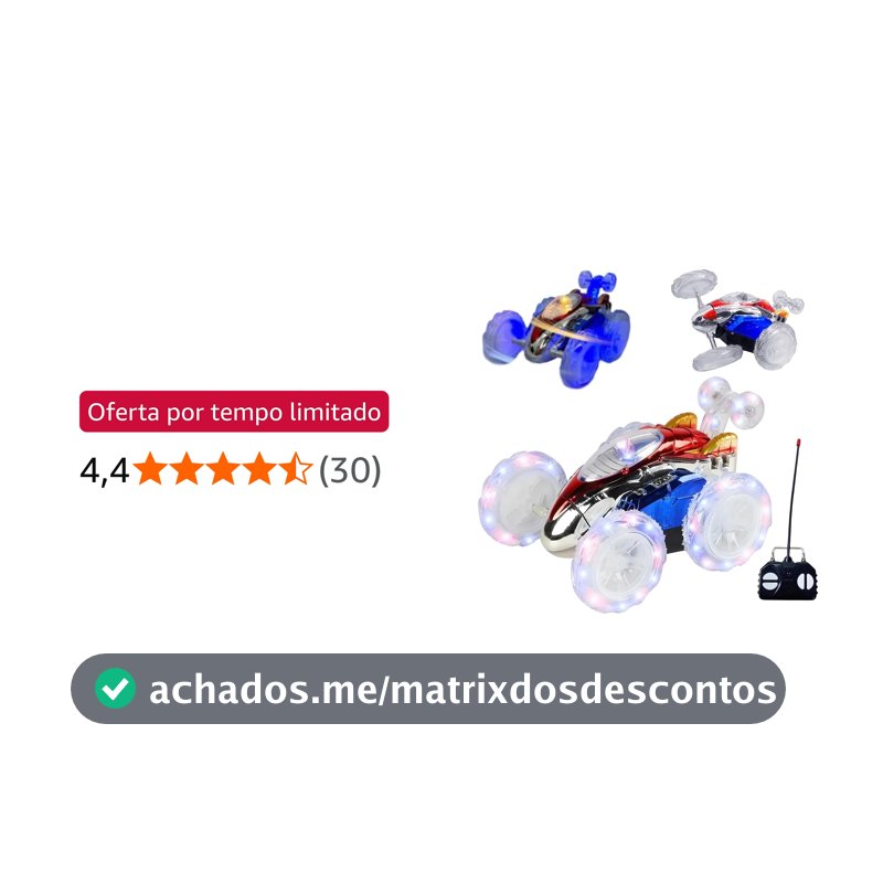 Carrinho de Controle Remoto Infantil 360° com Luz Led e Som Manobras Radicais Resistente Pirueta Cambalhotas Presente Crianças Menino - Brinquedo Interativo Inteligente