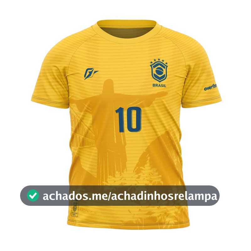Camiseta Filtro UV Infantil Brasil Canarinho Amarelo Copa Torcedor