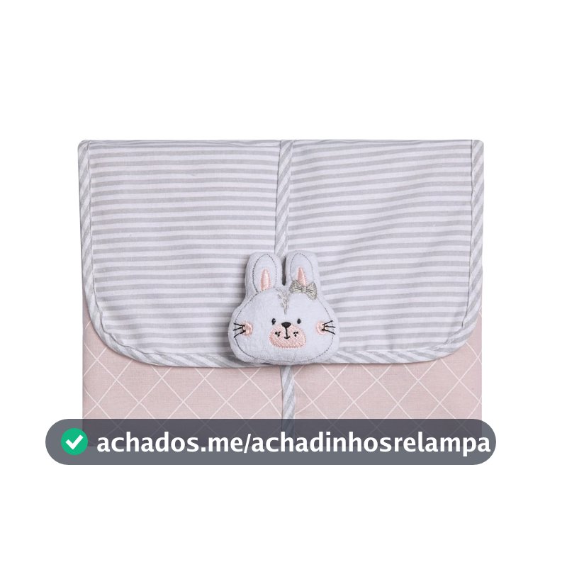 Trocador Portátil para Bebê Papi Friends, Rosa e Cinza, 66cm x 40cm