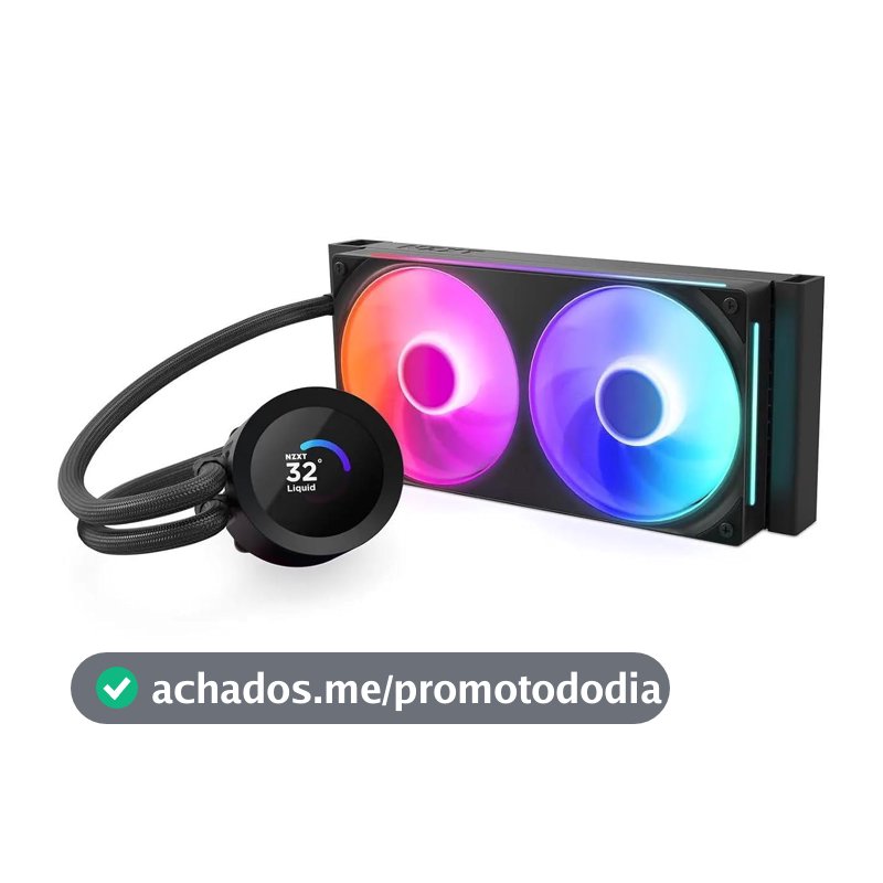 Water Cooler NZXT Kraken Plus 240 RGB Preto com Tela LCD 240mm RL-KN240-B2