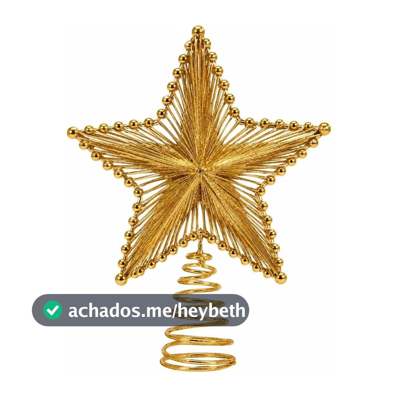 Estrela para Topo de Árvore de Natal Dourada Brilhante