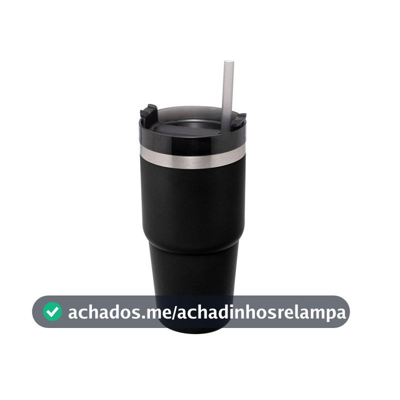 WOLFF - Copo Térmico Parede Dupla SlimTerm com Base Ergonômica e Canudo Preto 590ml