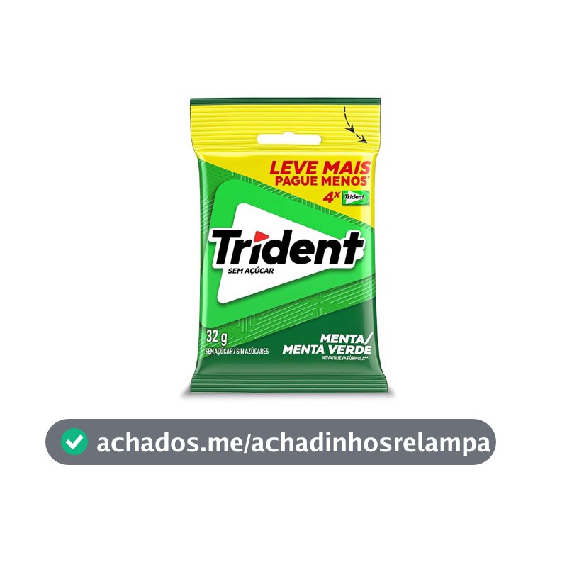 Chiclete Trident Menta 32g - Pacote Com 4 embalagens