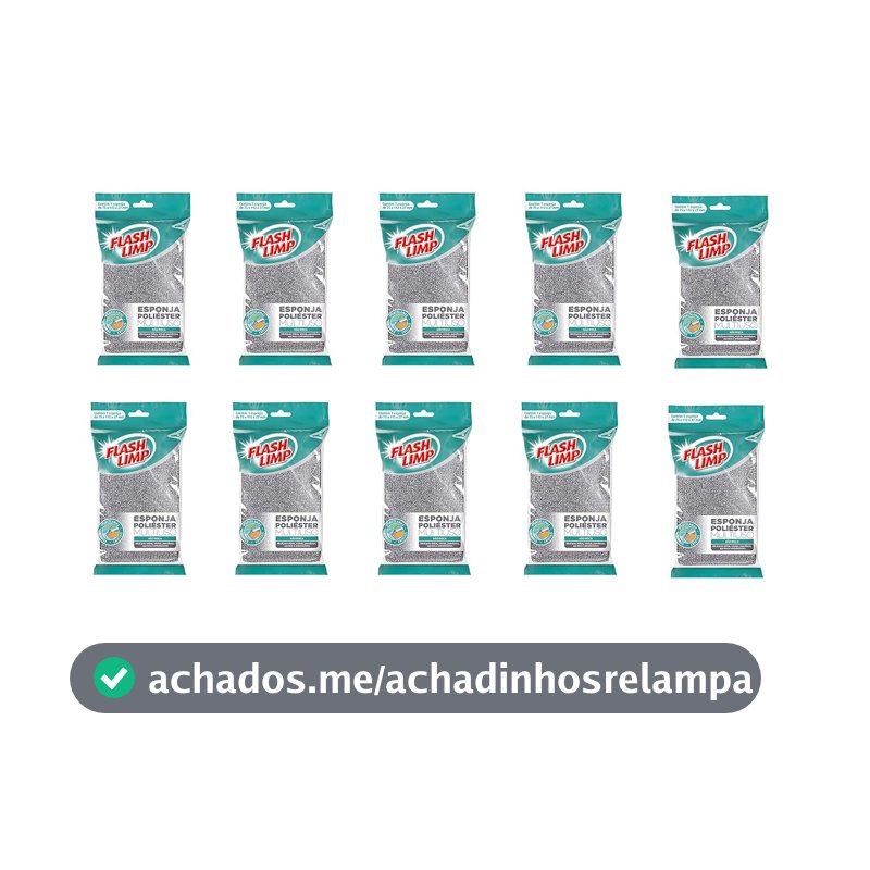 Flash Limp - Kit Com 10 Esponjas Multiuso Poliéster Limpa Sem Riscar - EP1416360-10