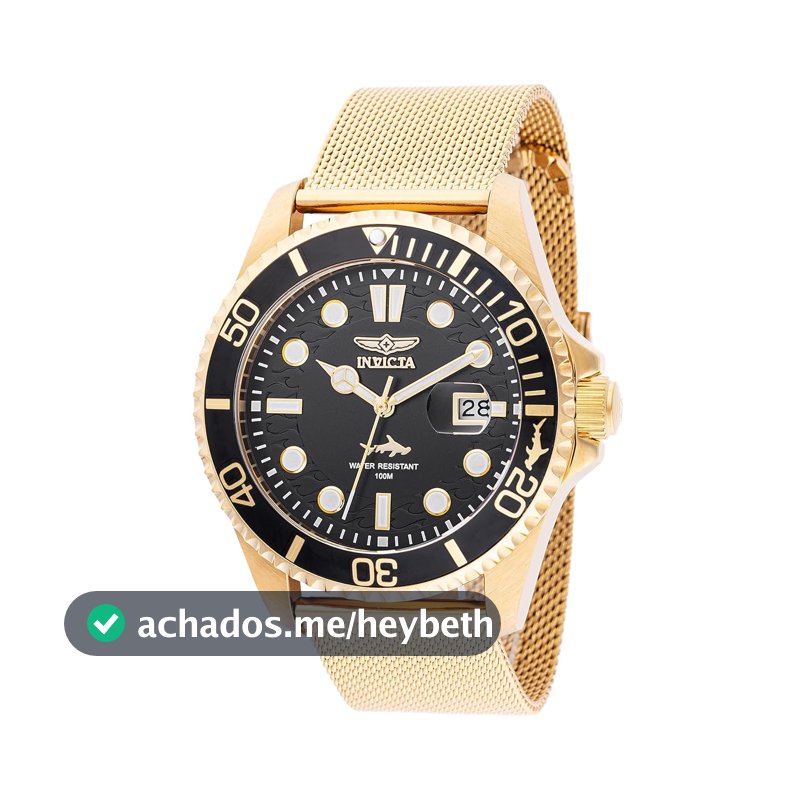 INVICTA Mostrador masculino Pro Diver 43 mm de aço inoxidável dourado e quartzo PC32