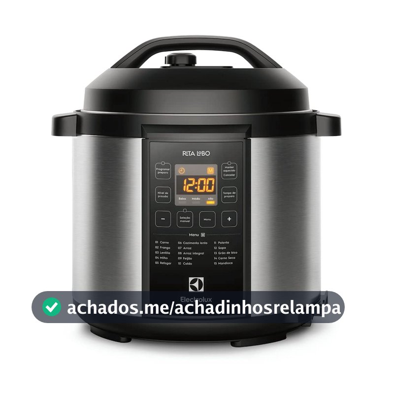 Electrolux Panela pressão elétrica Electrolux digital capacidade 6L silenciosa segura 10 travas segurança 15 receitas pré-programadas 3 níveis pressão PCC20 Inox preto 220V por Rita Lobo