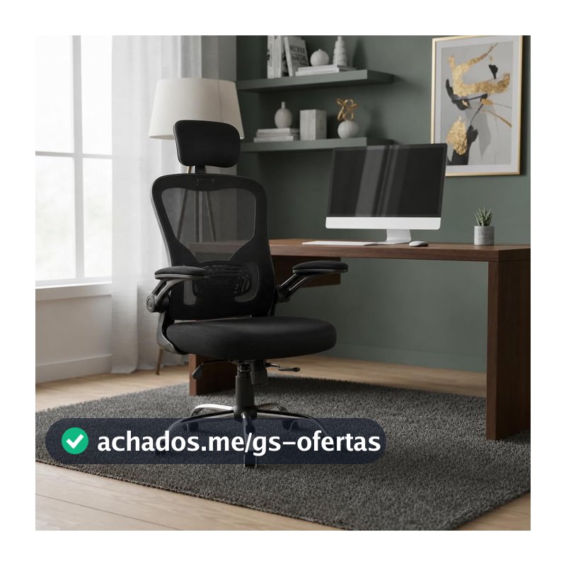 Laruno Cadeira de Escritório Comodoro P200 Mesh Reclinável Preta 120kg