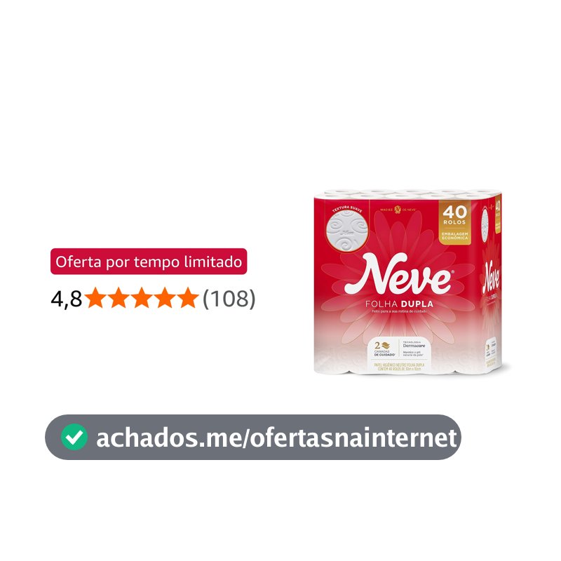 Papel Higiênico Neve Toque de Seda Folha Dupla 40 rolos 30M