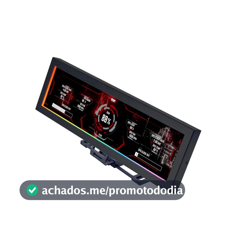 Lian Li Tela 8.8" Ultrawide ARGB para Gabinete, IPS LCD 1920x480, USB Plug & Play, Monitoramento de Componentes, Suporte Ajustável 120/140mm, Preto SM088X